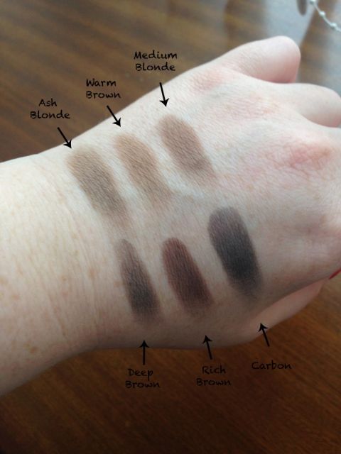 HD Brows professional Eye & Brow Palette colour swatches