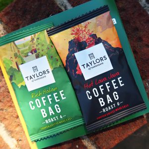 Taylors of Harrogate Coffee Bag sachets placed side by side