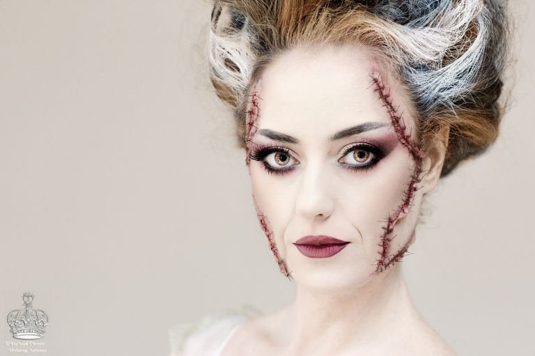 Glam Bride of Frankenstein Halloween makeup, Bride of Frankenstein