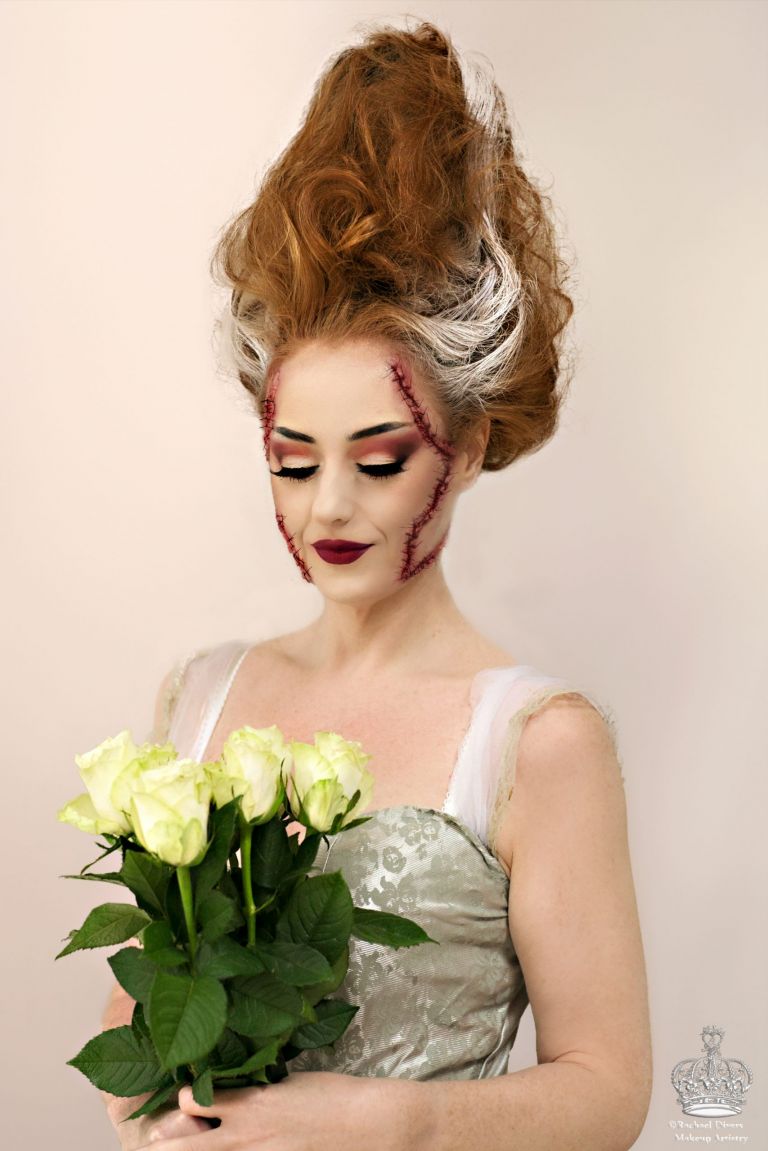 Glam Bride of Frankenstein Halloween makeup, Bride of Frankenstein